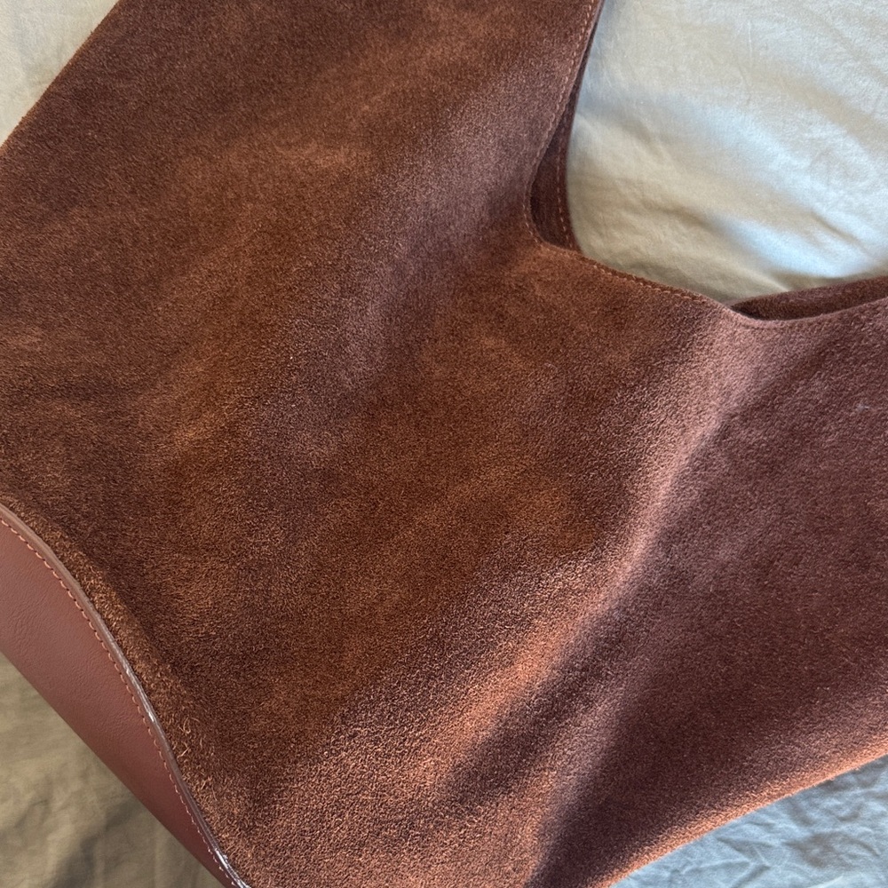 Women's Brown Suede Shoulder Bag - Picture 3 of 5